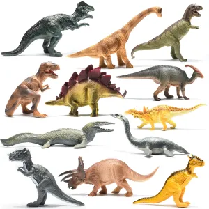 10'' Dinosaur Figures - 12 Plastic Dinosaur Toys For Boys & Girls - Plastic