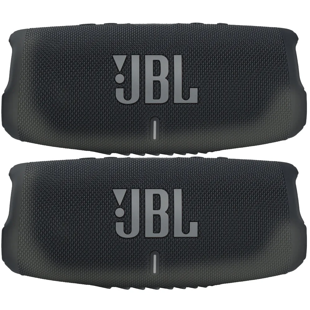 2x JBL Charge 5 Portable Waterproof Bluetooth Speaker with Powerbank Black