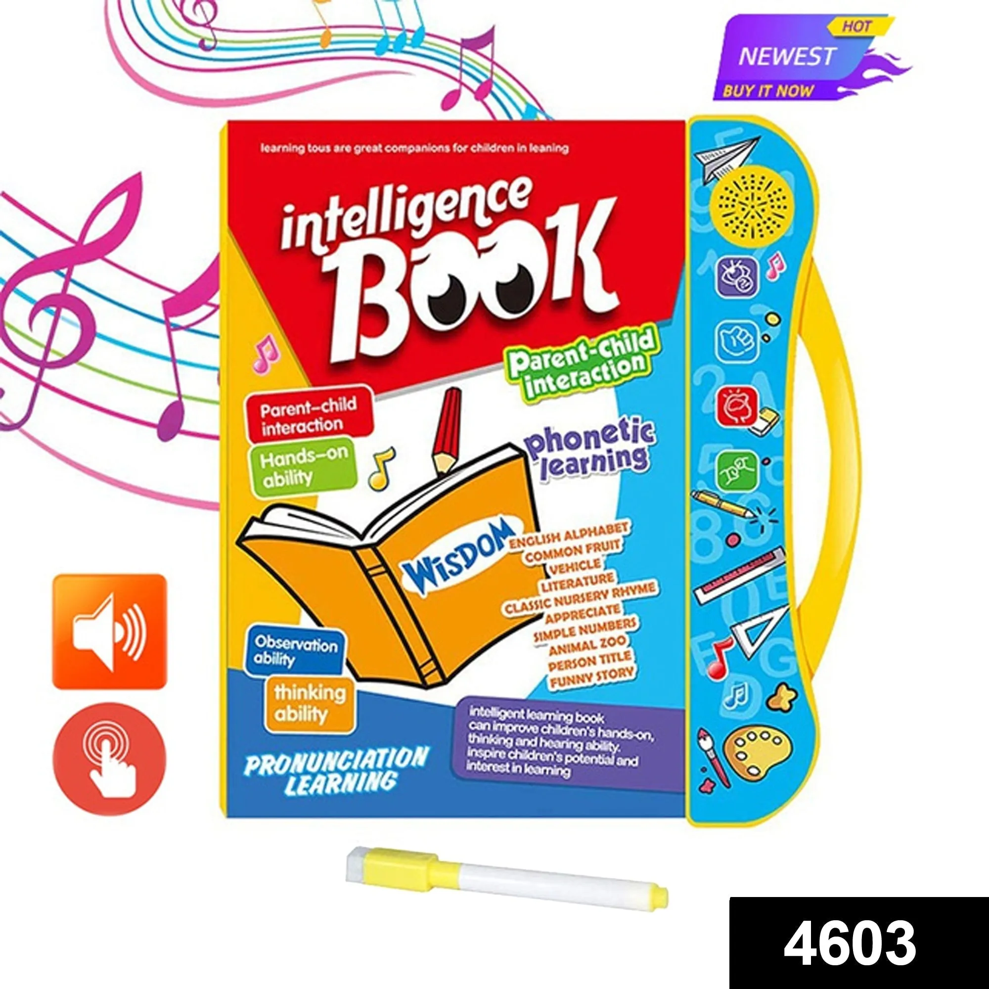 4603 Musical Learning Study Book with Numbers, Letters