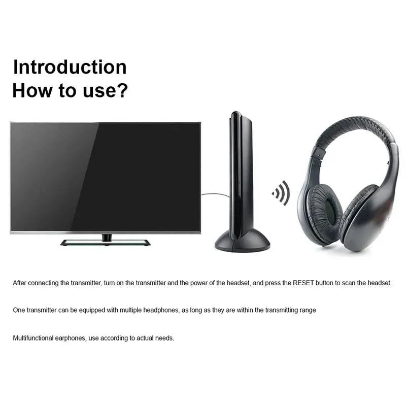 5-in-1 Wireless Headset for TV DVD PC