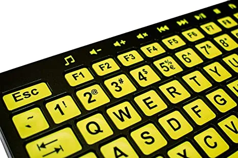 ALT ClearKeys Keyboard Large Print USB Wired Computer Keyboard (Yellow Keys with Black Letters) Great for Visually Impaired Individuals