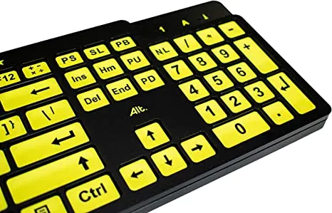 ALT ClearKeys Keyboard Large Print USB Wired Computer Keyboard (Yellow Keys with Black Letters) Great for Visually Impaired Individuals