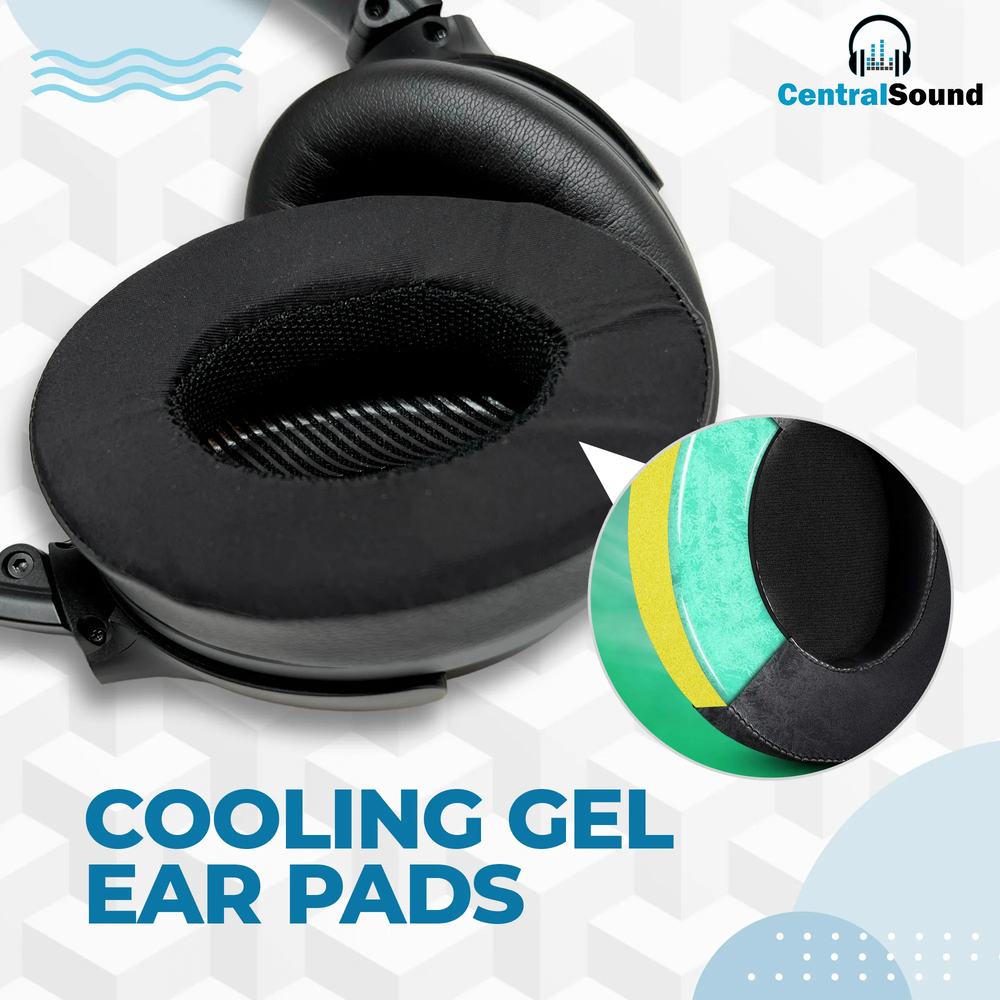 Bose QuietComfort QC45 QC35 QC35 II QC45 QC25 QC15 QC2 QC35 2 Cooling Gel Ear Pad Replacement Cushions with Memory Foam by CentralSound