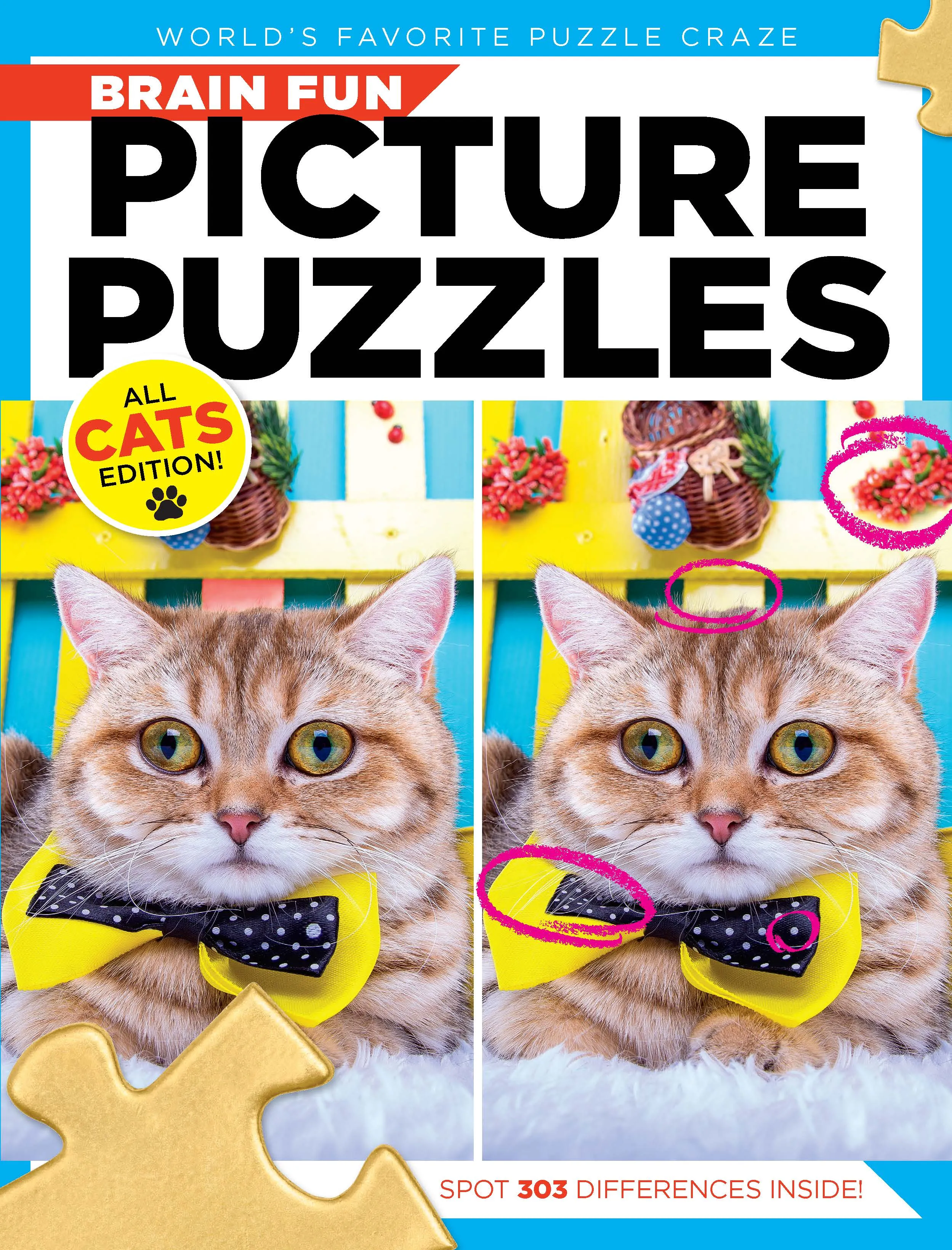 Brain Fun - Picture Puzzles: All Cat Edition, Spot 303 Differences, 3 Skill Levels