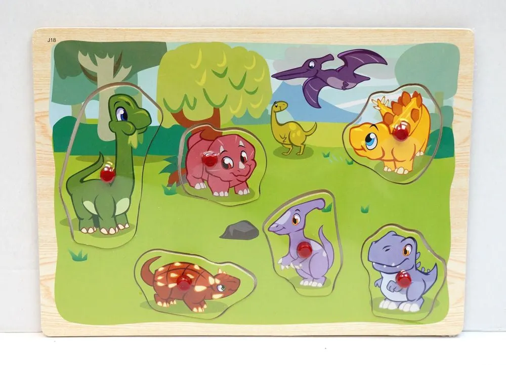 First Learning Wooden Pin Puzzle Dinosaurs