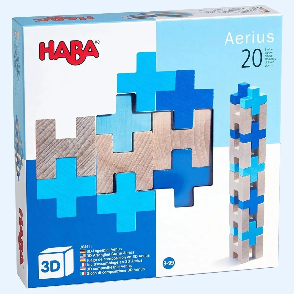 HABA 3D Wooden Blocks Stacking Game Aerius-20 pcs