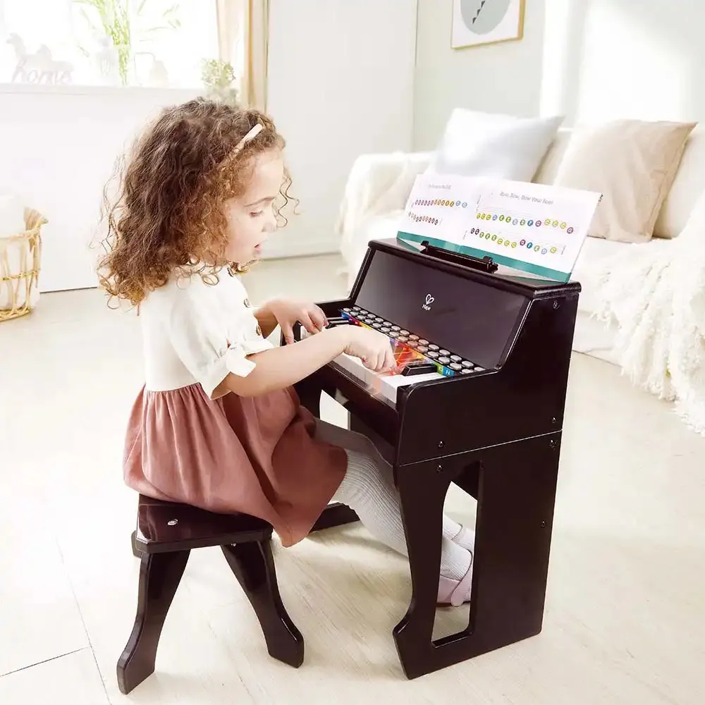 Hape Learn with Lights Black Piano with Stool