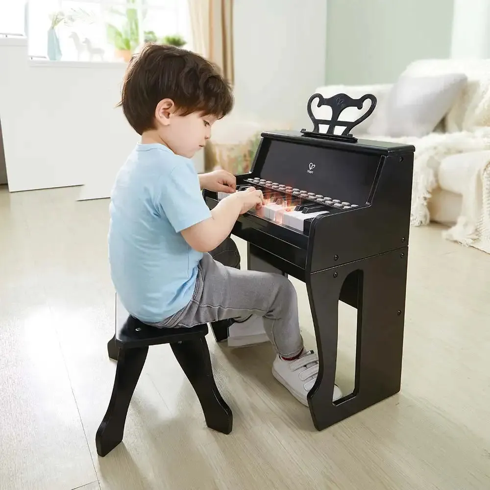 Hape Learn with Lights Black Piano with Stool