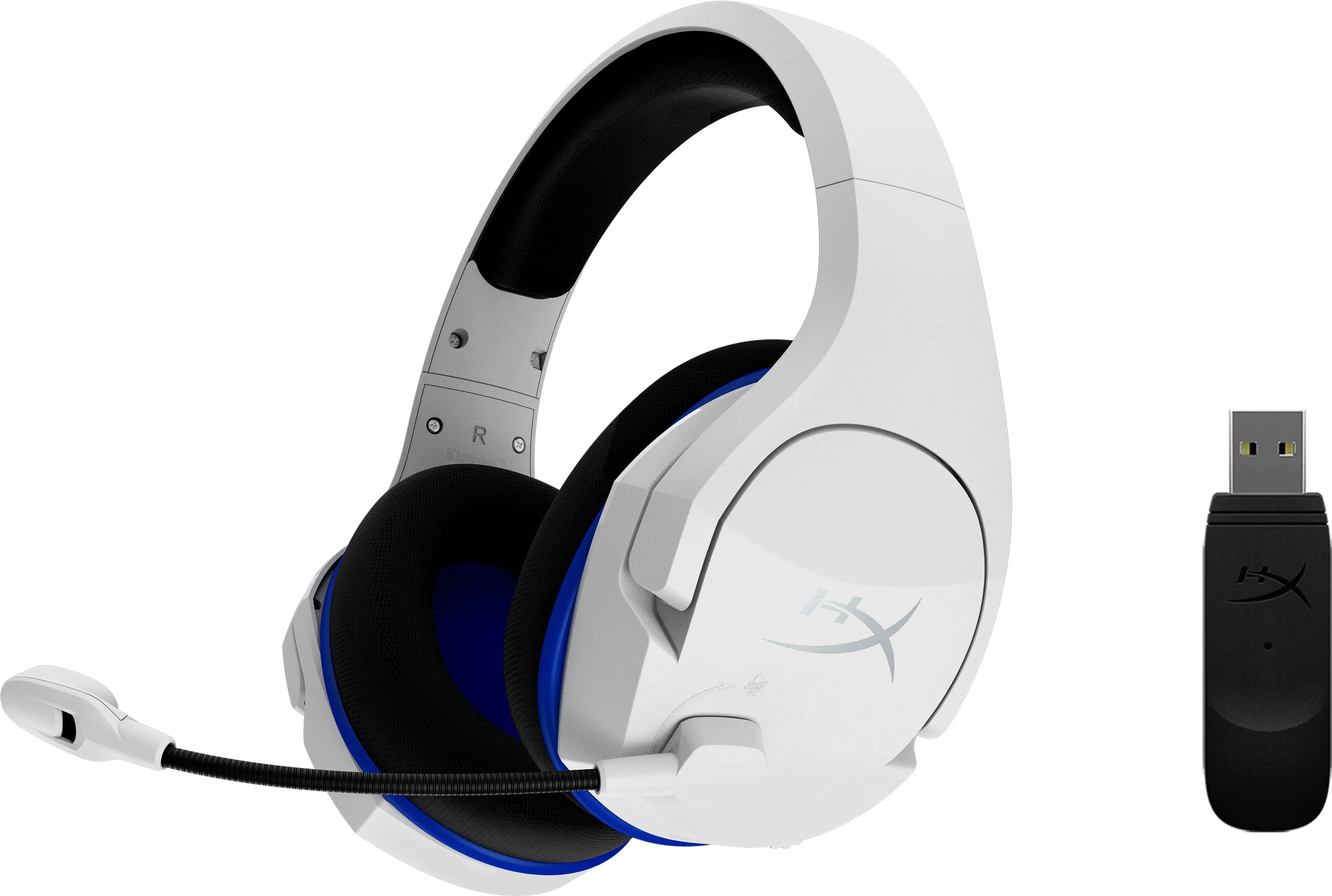 HP HyperX Cloud Stinger Core Wireless Gaming Headset for PS5-PS4, USB 2.0, White-Blue - 4P5J1AA