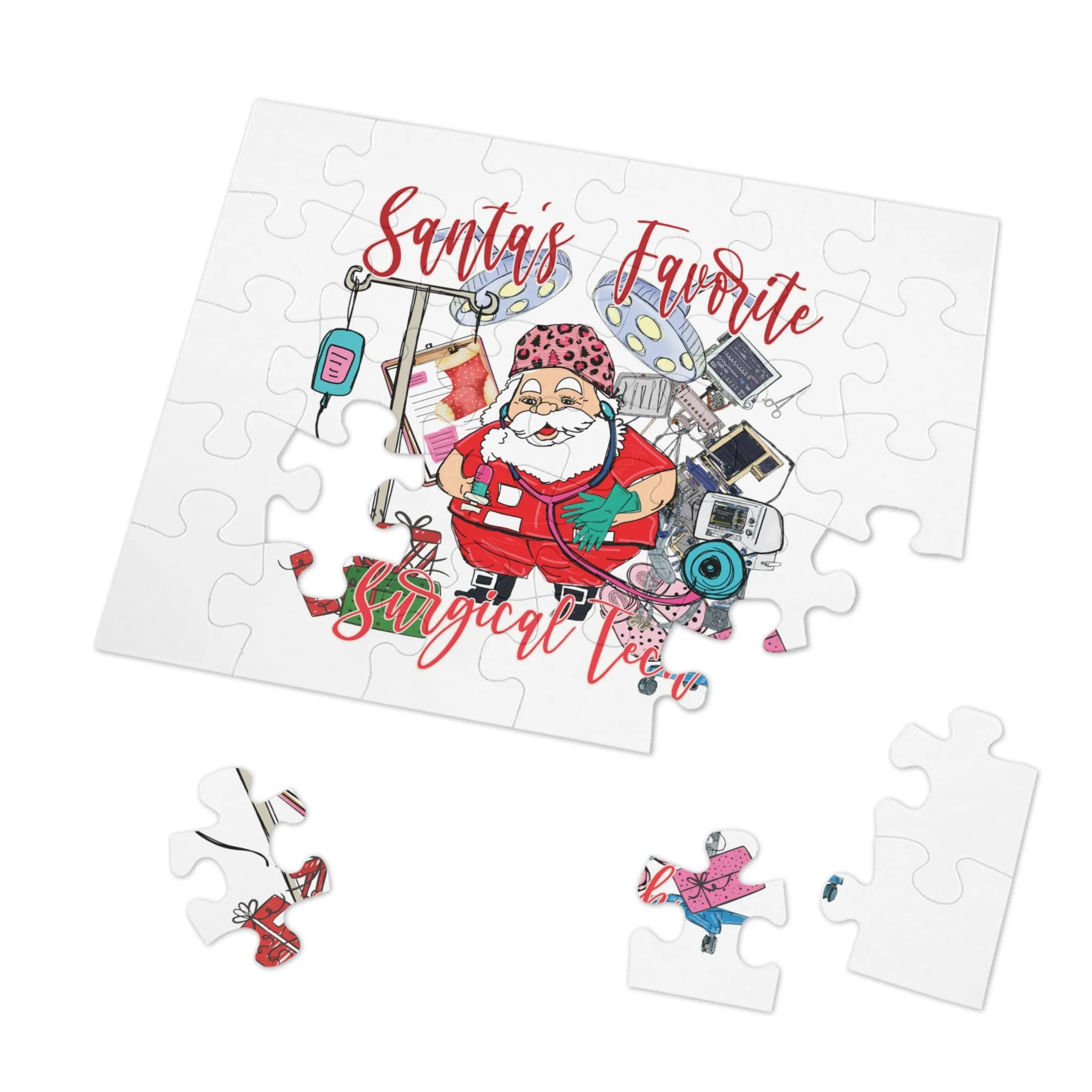 Jigsaw Puzzle, Santa's Favorite Surgical Tech, Personalised/Non-Personalised (30, 110, 252, 500,1000-Piece)