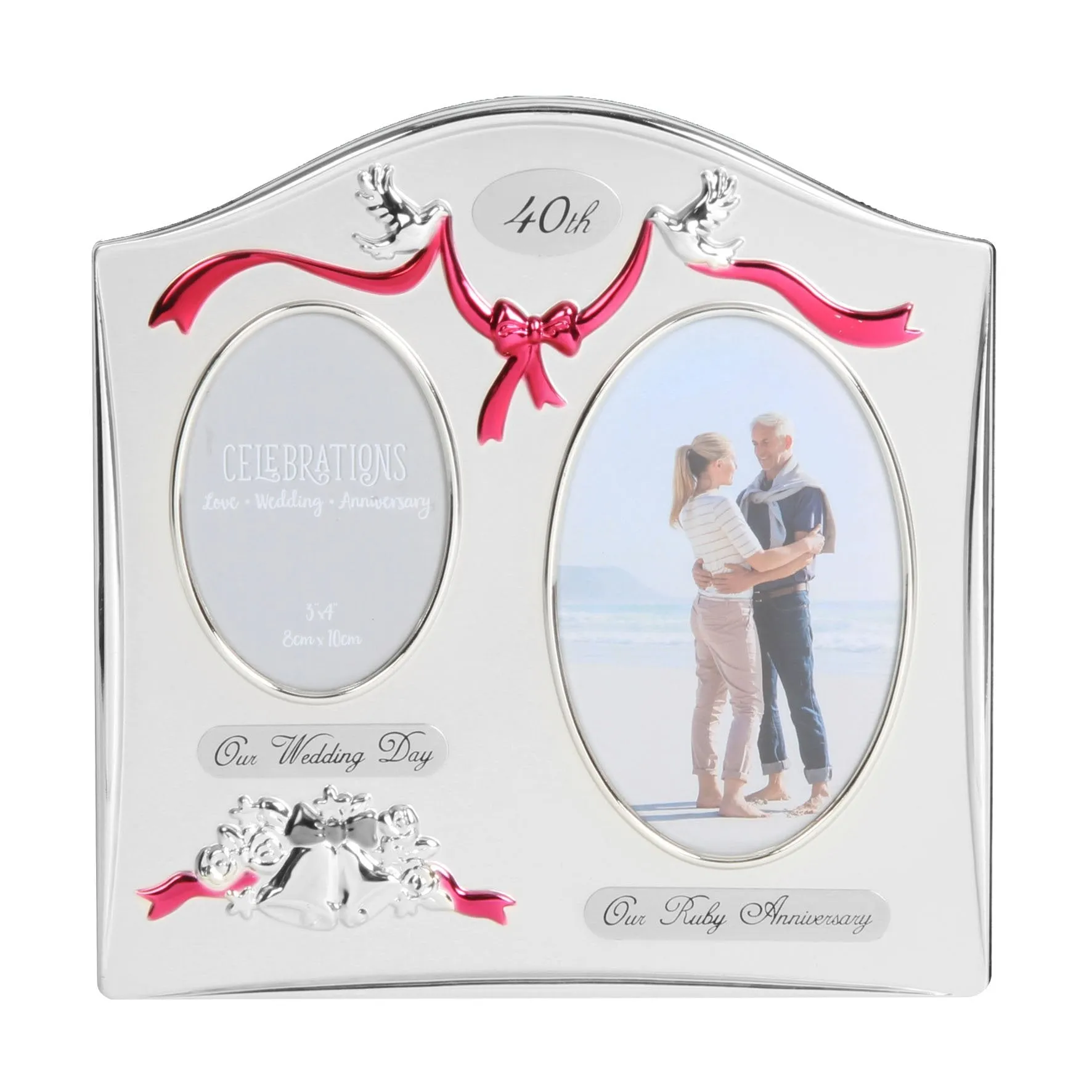 Juliana Photo Frame 2 Tone Silver Plated Double Wedding Anniversary - 40th Ruby