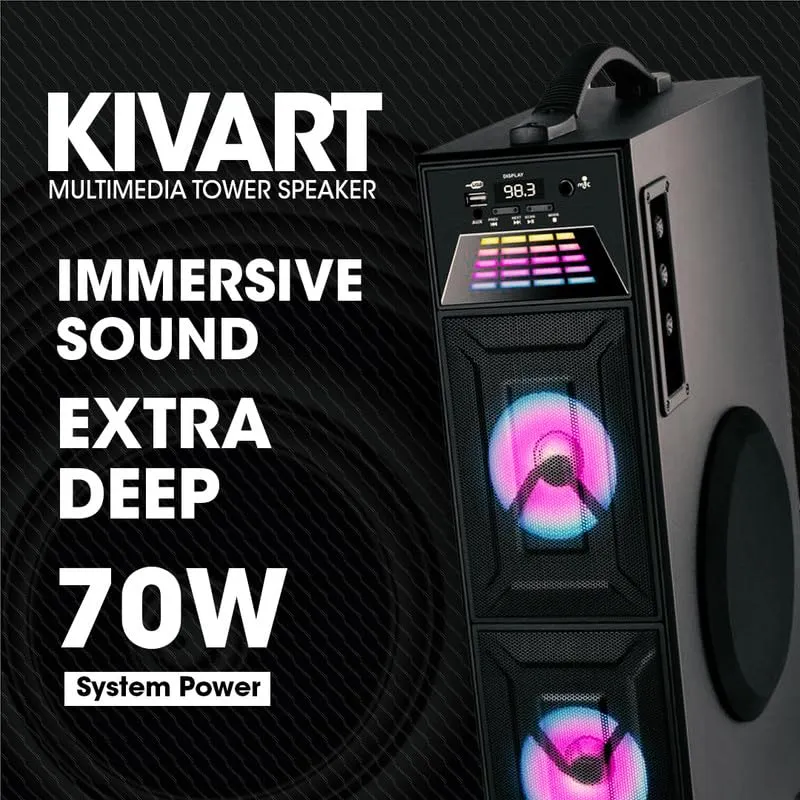 Kivart Soundbeat | 70W output | Wireless Karaoke Mic | RGB Lights | Led Display | Immersive Sound | Deep Bass