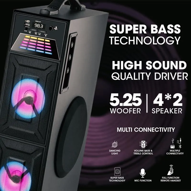 Kivart Soundbeat | 70W output | Wireless Karaoke Mic | RGB Lights | Led Display | Immersive Sound | Deep Bass