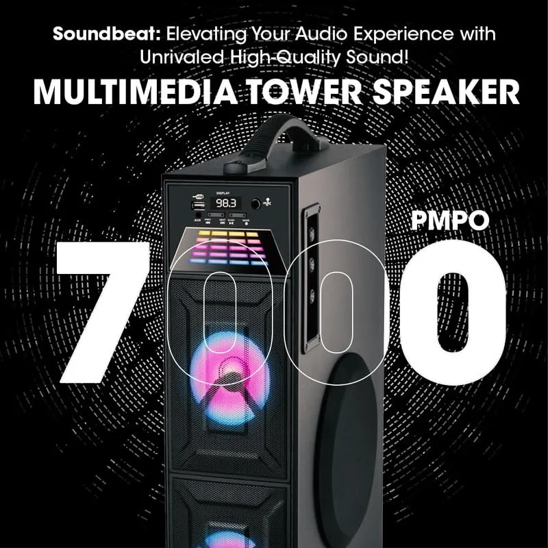 Kivart Soundbeat | 70W output | Wireless Karaoke Mic | RGB Lights | Led Display | Immersive Sound | Deep Bass