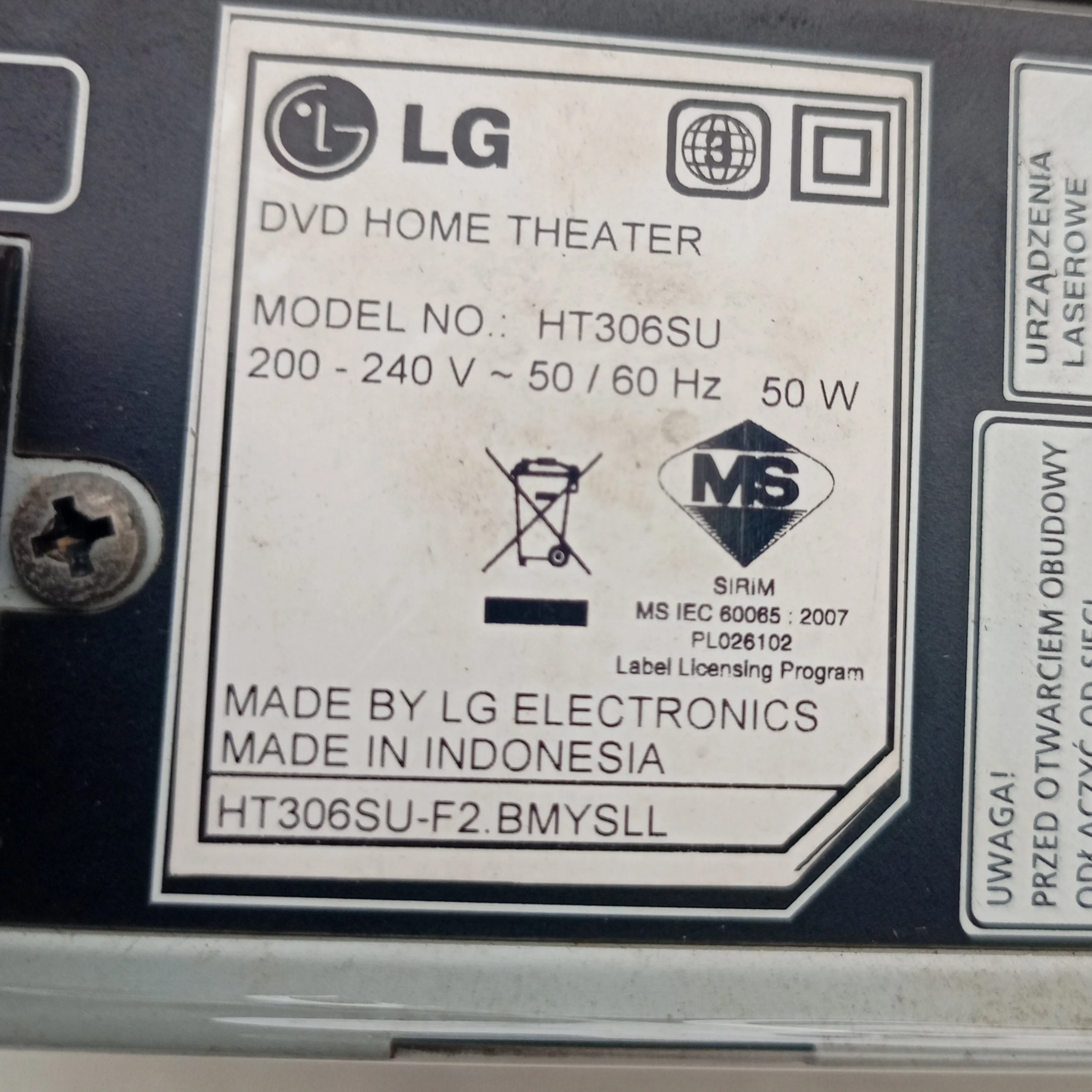 LG HT306 330Watts DVD Home Theater Machine Head - London Used