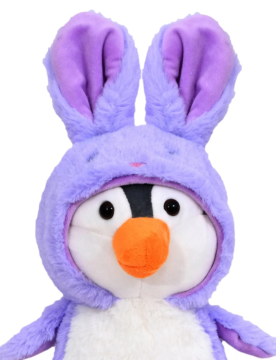 Mirada Cute Purple Penguin Soft Toy for Girls/Kids | Bunny/Rabbit Huggable Hoodie Penguin Soft Toy | Stuffed Plush Animal | - 23cm