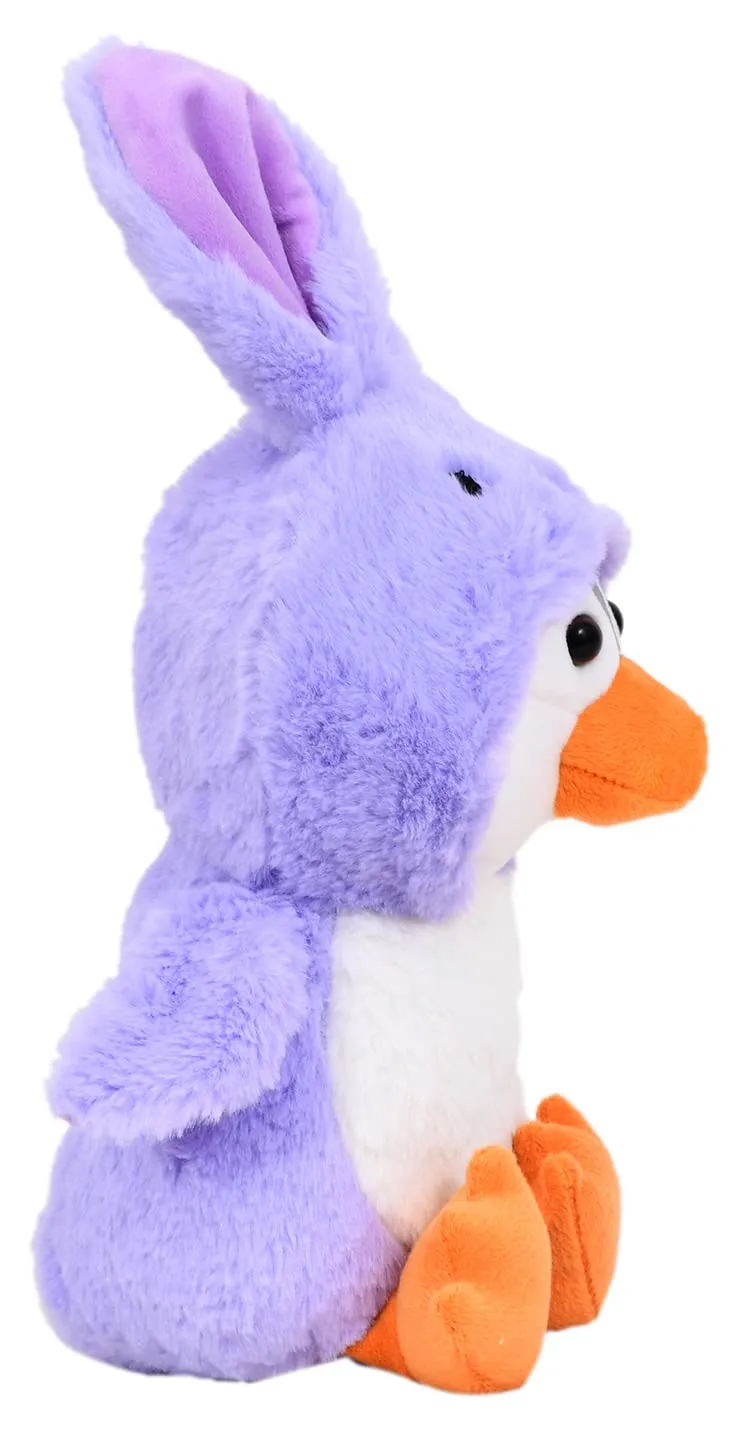 Mirada Cute Purple Penguin Soft Toy for Girls/Kids | Bunny/Rabbit Huggable Hoodie Penguin Soft Toy | Stuffed Plush Animal | - 23cm