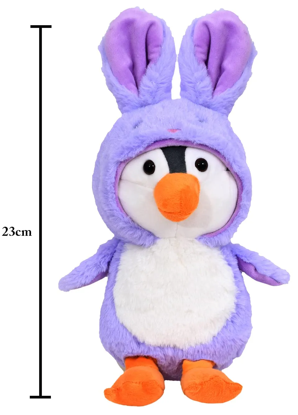 Mirada Cute Purple Penguin Soft Toy for Girls/Kids | Bunny/Rabbit Huggable Hoodie Penguin Soft Toy | Stuffed Plush Animal | - 23cm