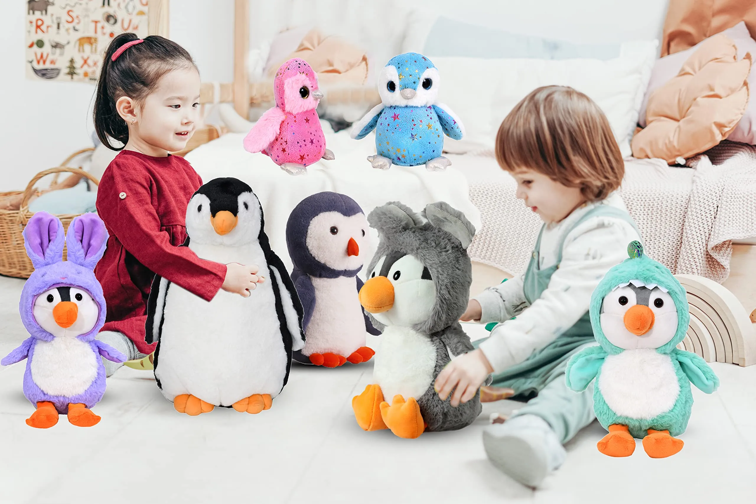 Mirada Cute Purple Penguin Soft Toy for Girls/Kids | Bunny/Rabbit Huggable Hoodie Penguin Soft Toy | Stuffed Plush Animal | - 23cm