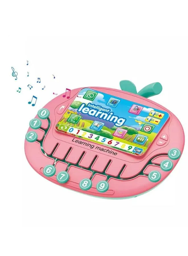 Multifunctional Tablet Learning Machine, Interactive Educational Toy with Letters, Numbers, Music, Story Telling, and more, Modern math learning machine toy apple shape for Toddlers