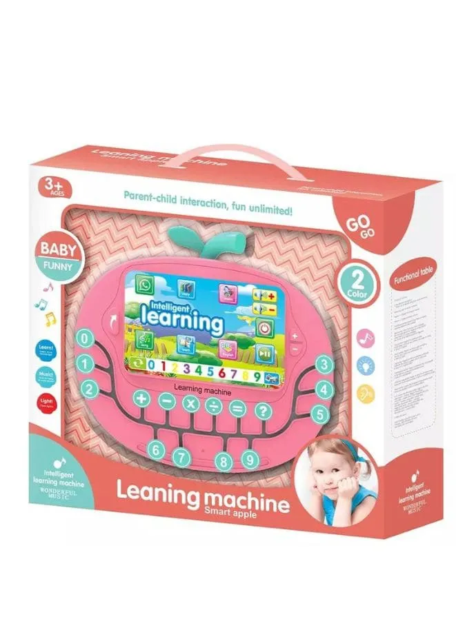 Multifunctional Tablet Learning Machine, Interactive Educational Toy with Letters, Numbers, Music, Story Telling, and more, Modern math learning machine toy apple shape for Toddlers