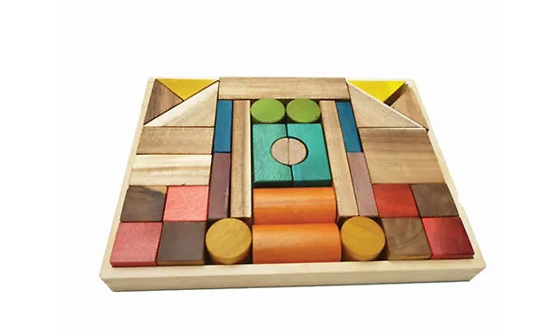 Natural Colour Wooden Block Set 34 pc