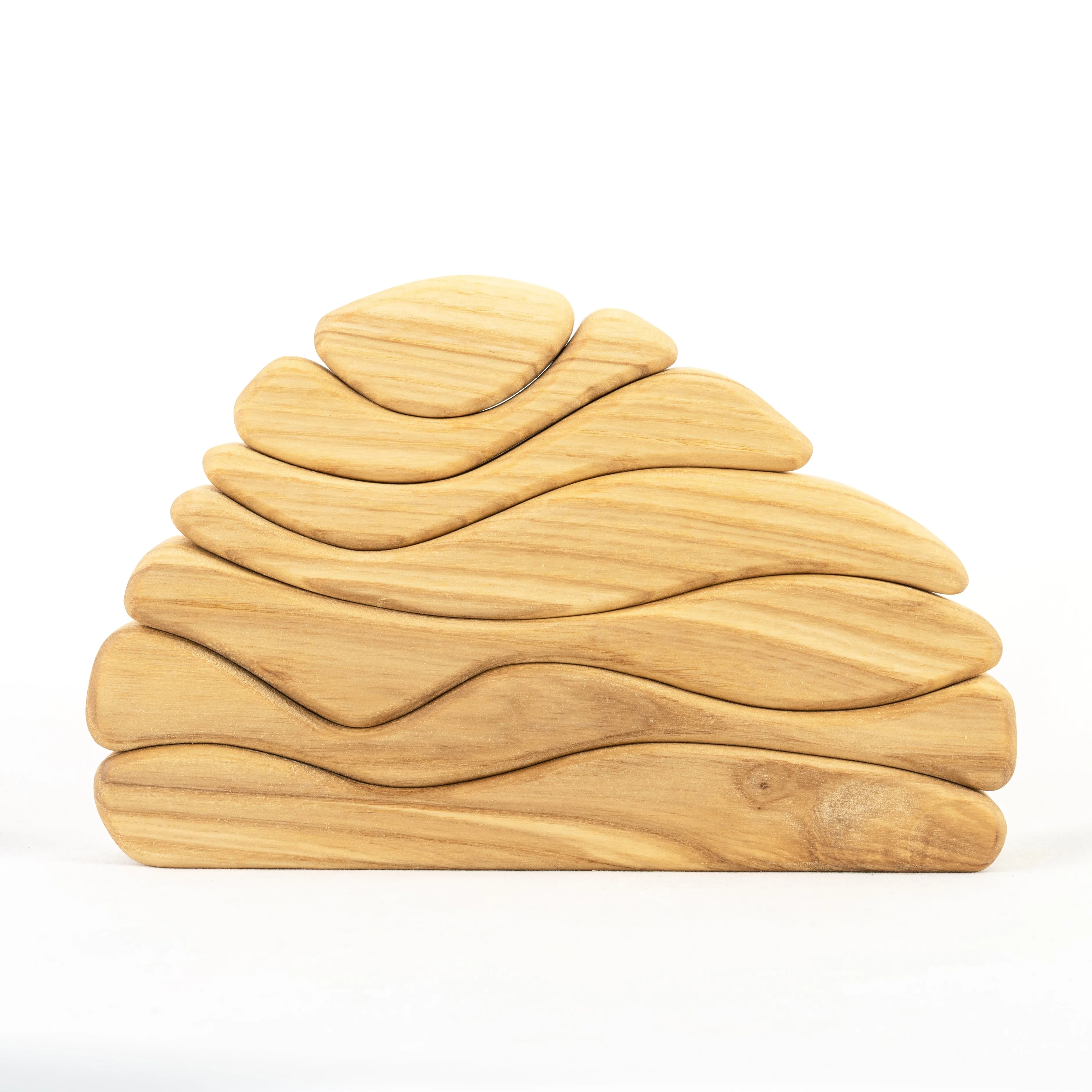 Natural Waves Wooden Sculptural Blocks Stacker Puzzle