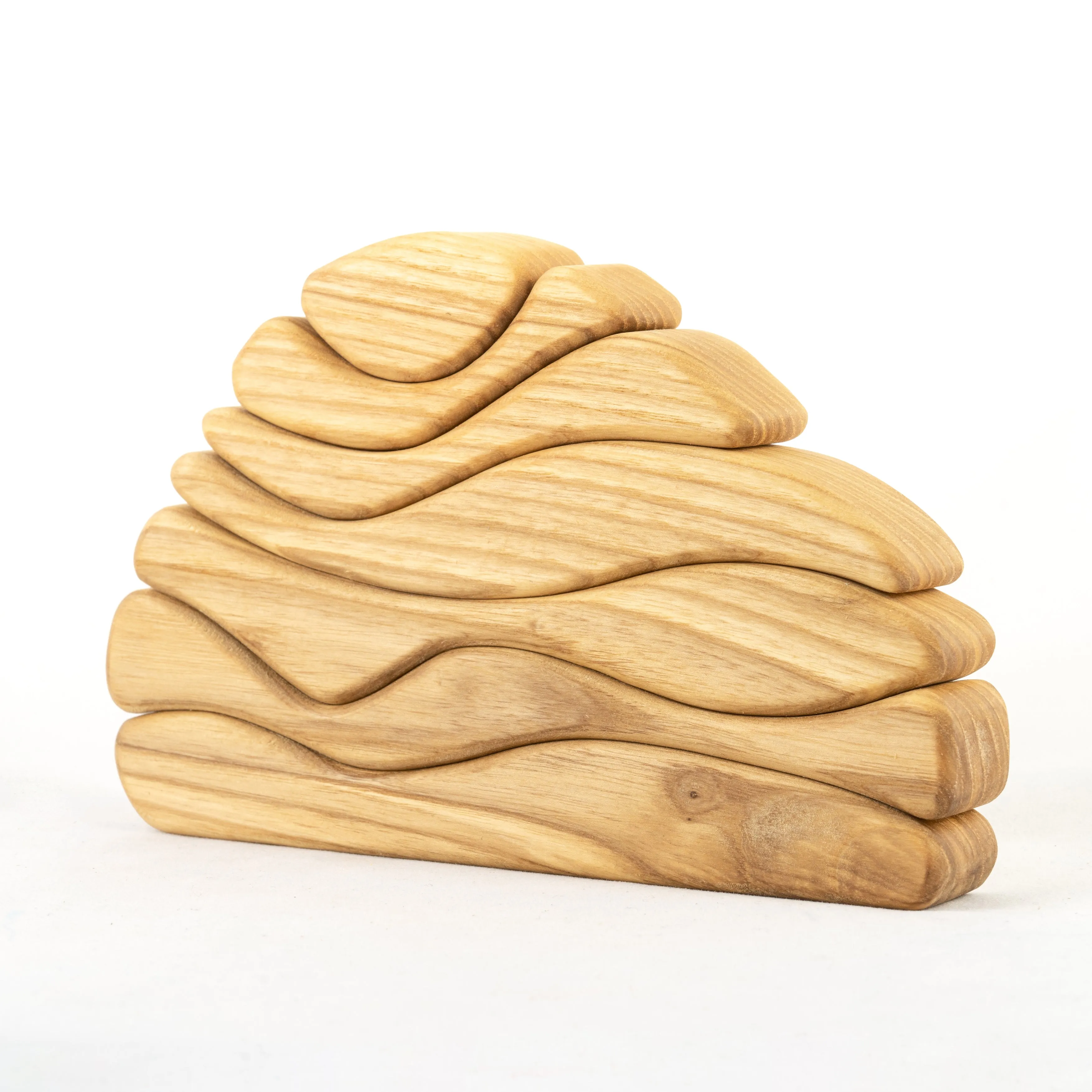 Natural Waves Wooden Sculptural Blocks Stacker Puzzle