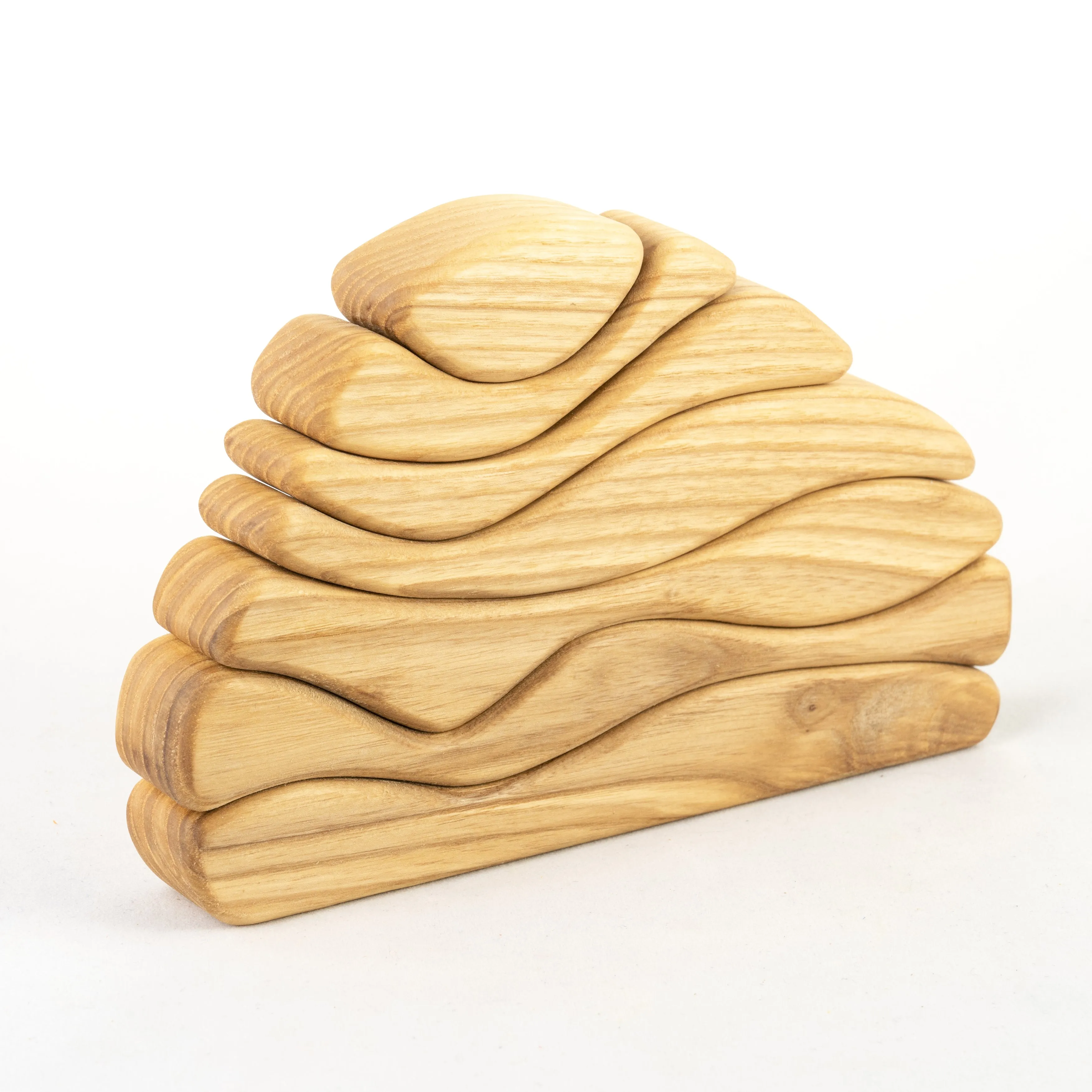 Natural Waves Wooden Sculptural Blocks Stacker Puzzle