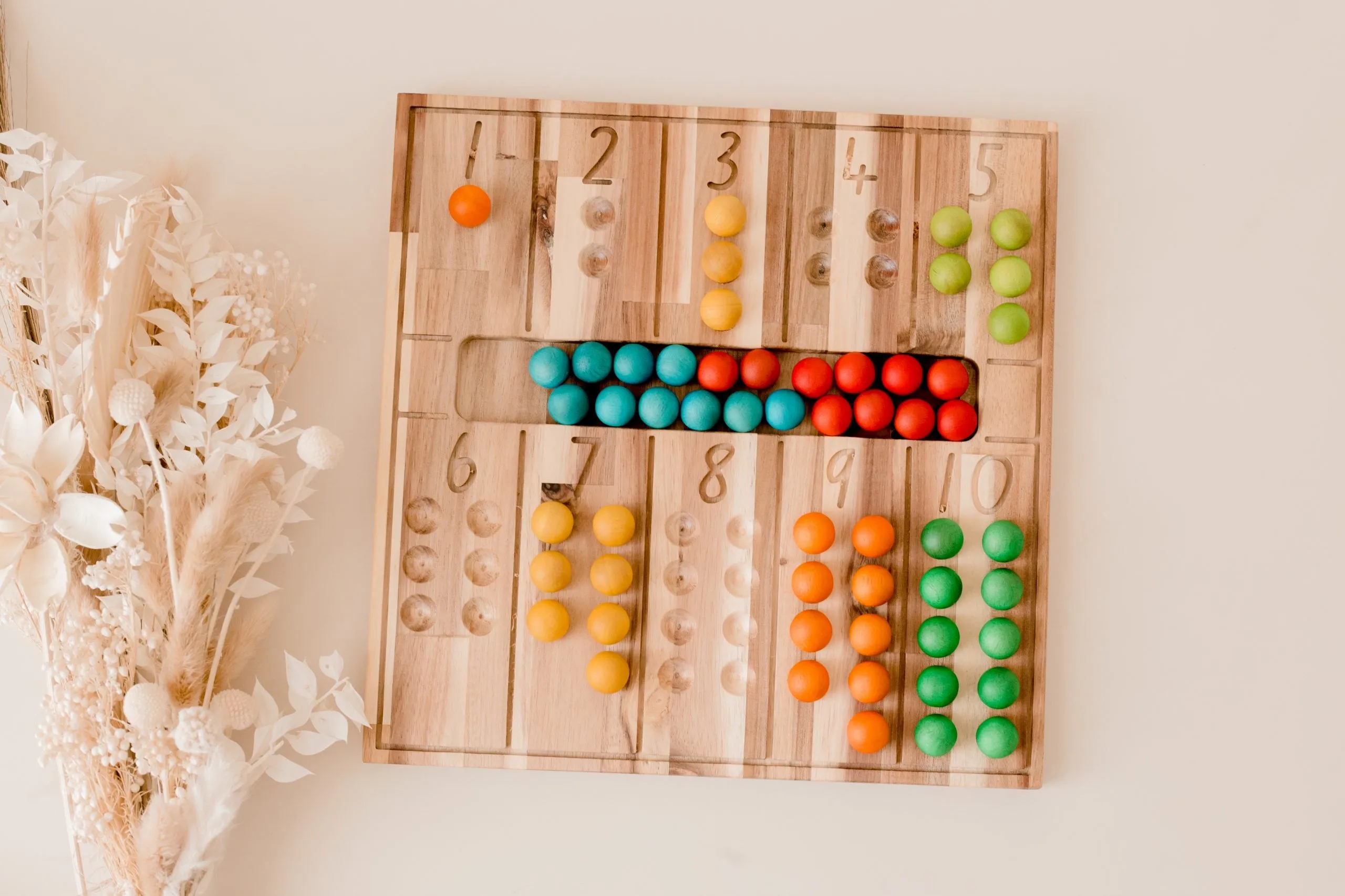 Natural Wooden Counting Board for Preschoolers