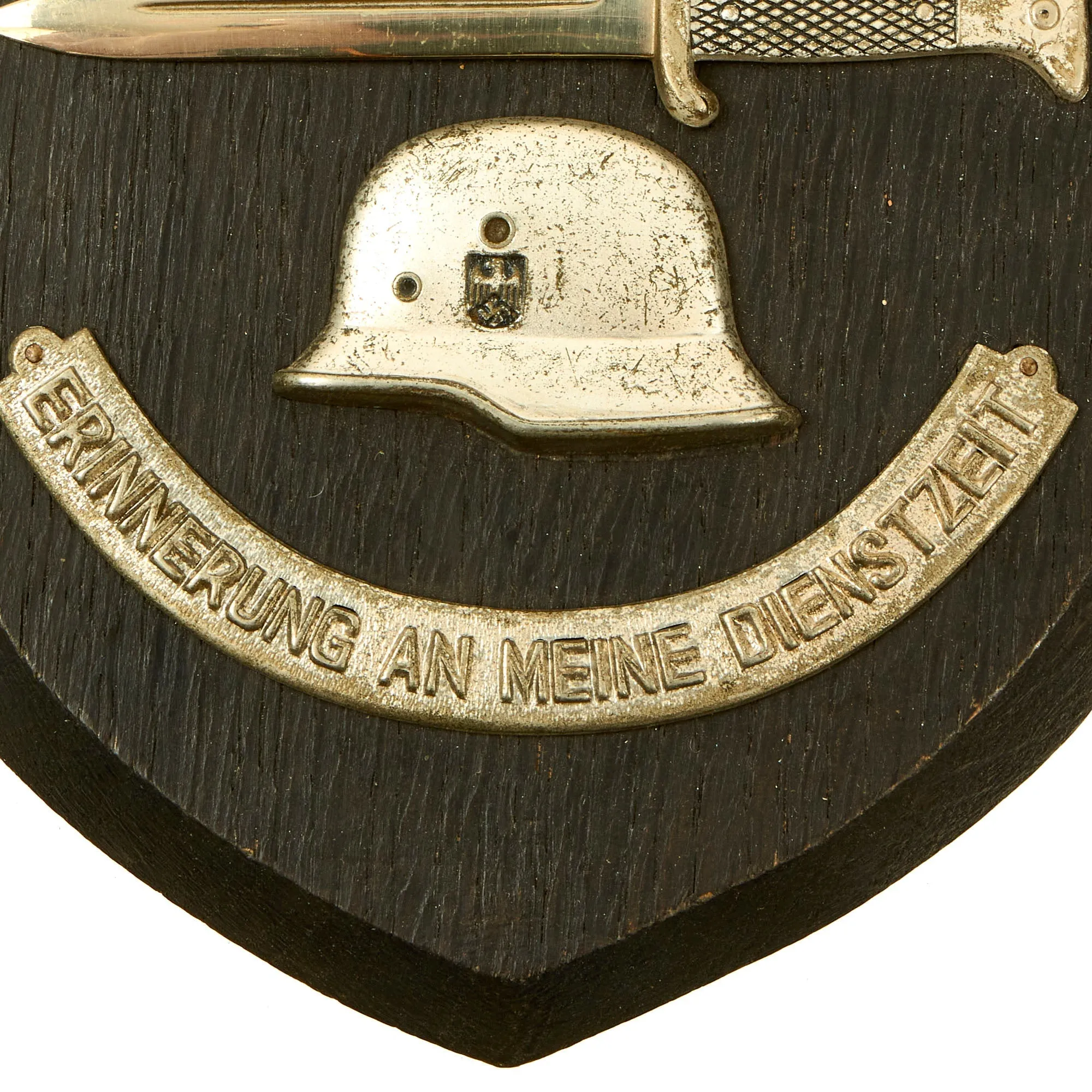 Original German WWII Heer Army "In Memory of my Service" Wooden Plaque with Attached Insignia