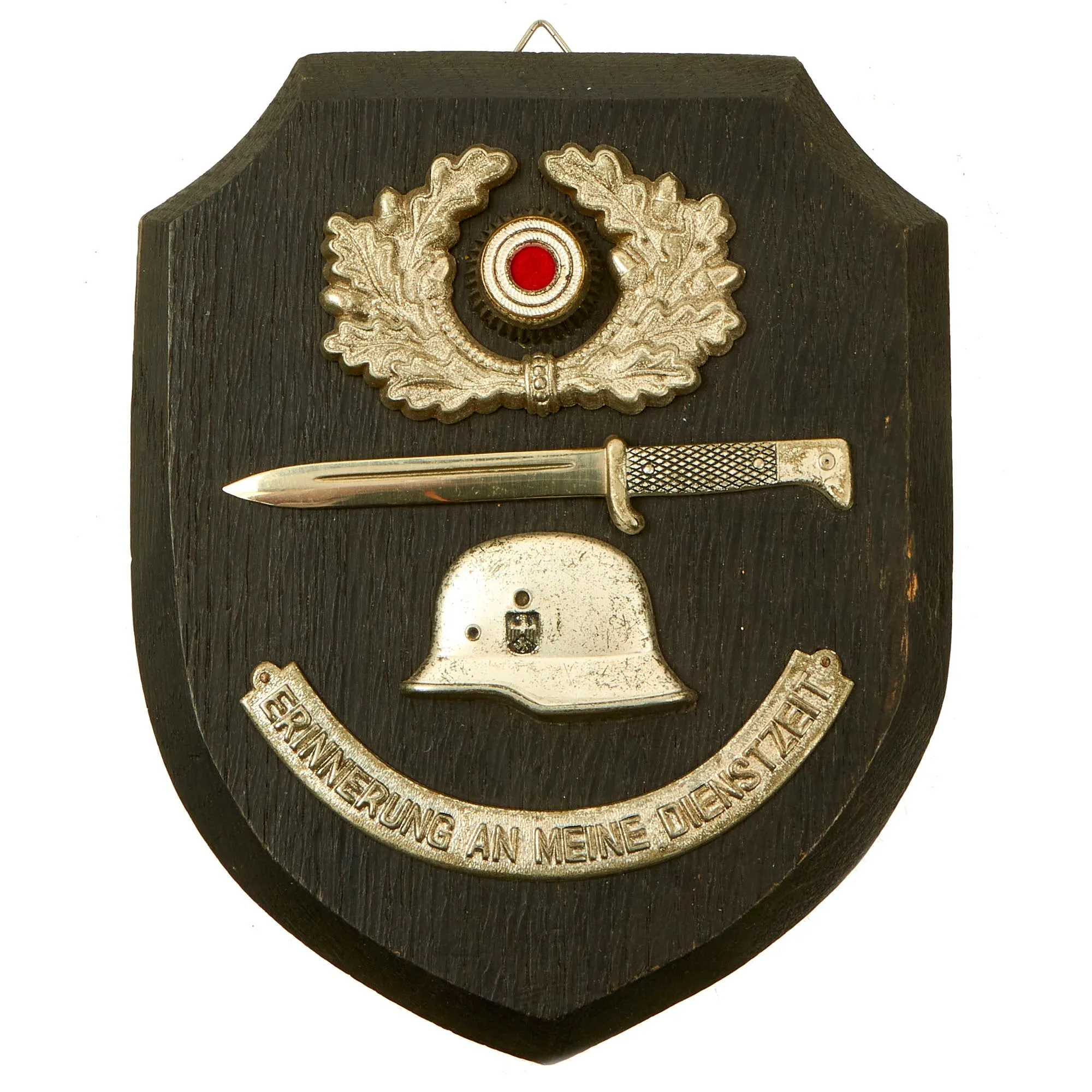 Original German WWII Heer Army "In Memory of my Service" Wooden Plaque with Attached Insignia