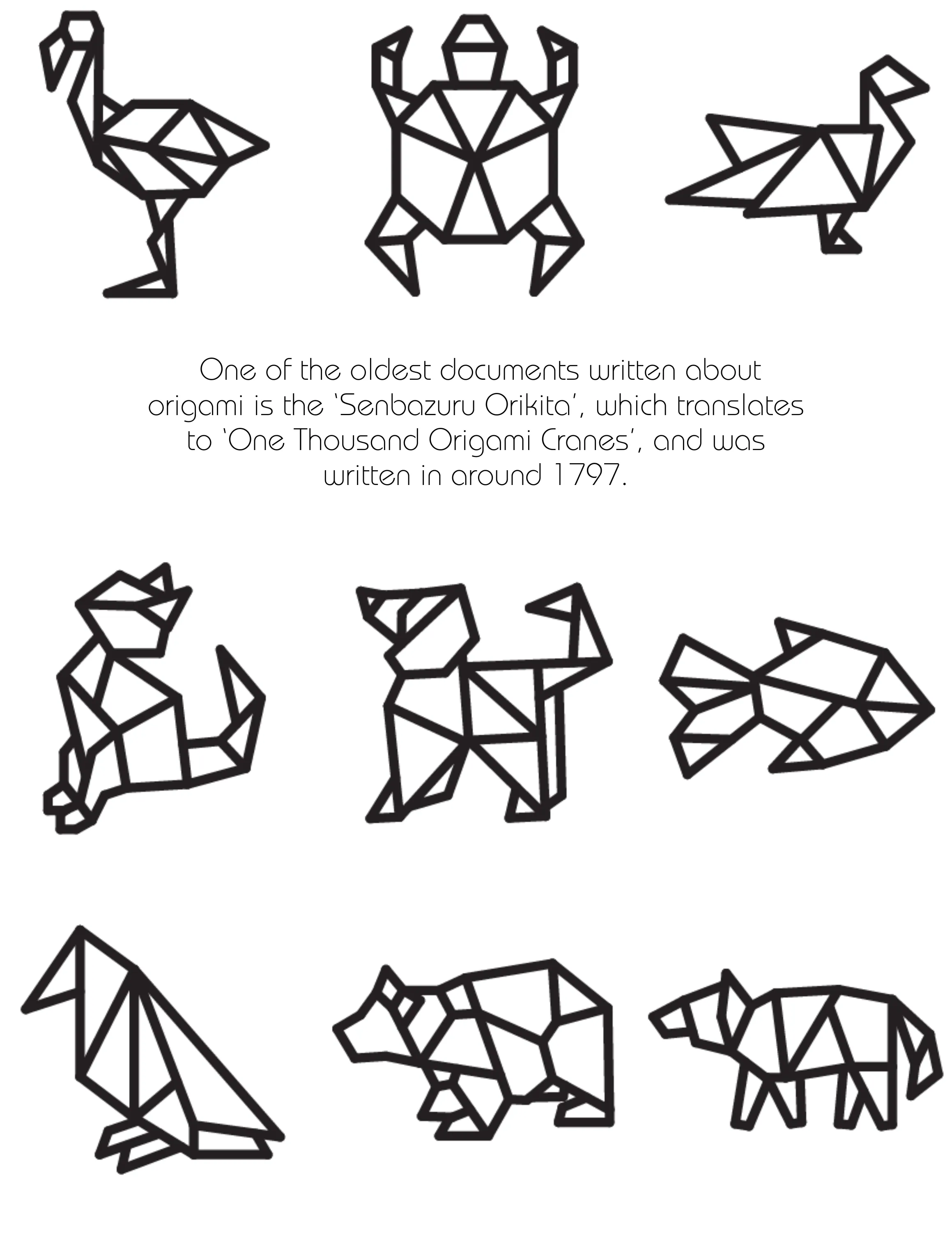 Printable (Digital) Folded Whimsy: Coloring the World of Origami Animal Wonders