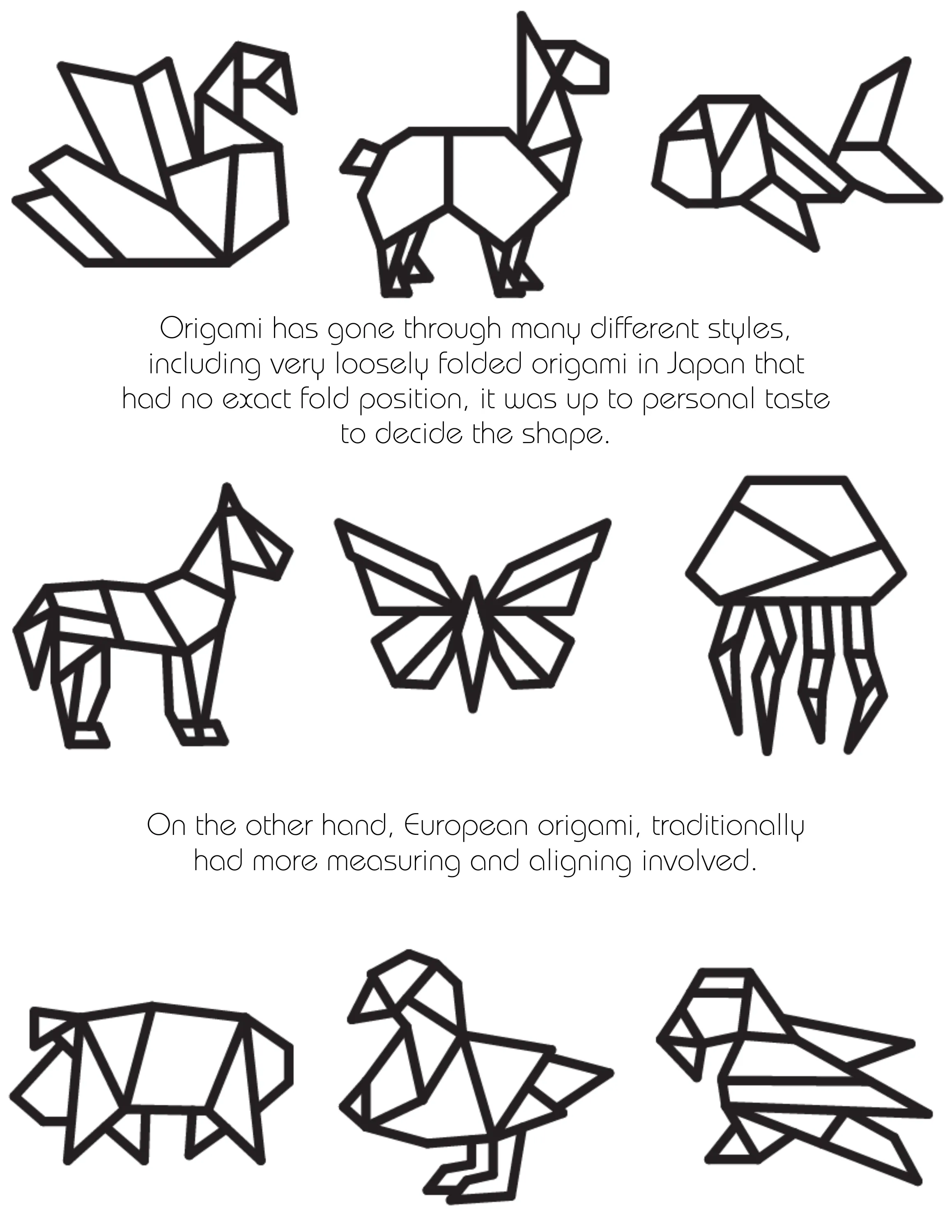 Printable (Digital) Folded Whimsy: Coloring the World of Origami Animal Wonders