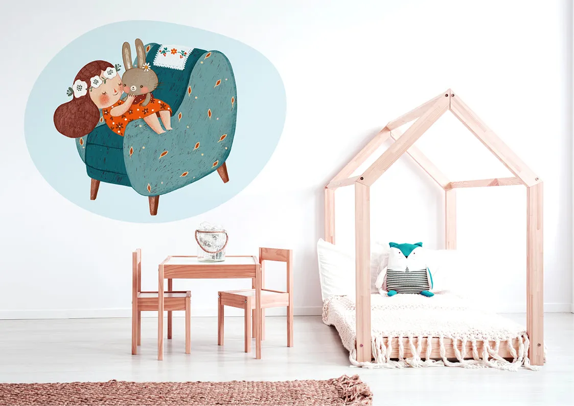 "Amelie and her bunny friend" wall sticker