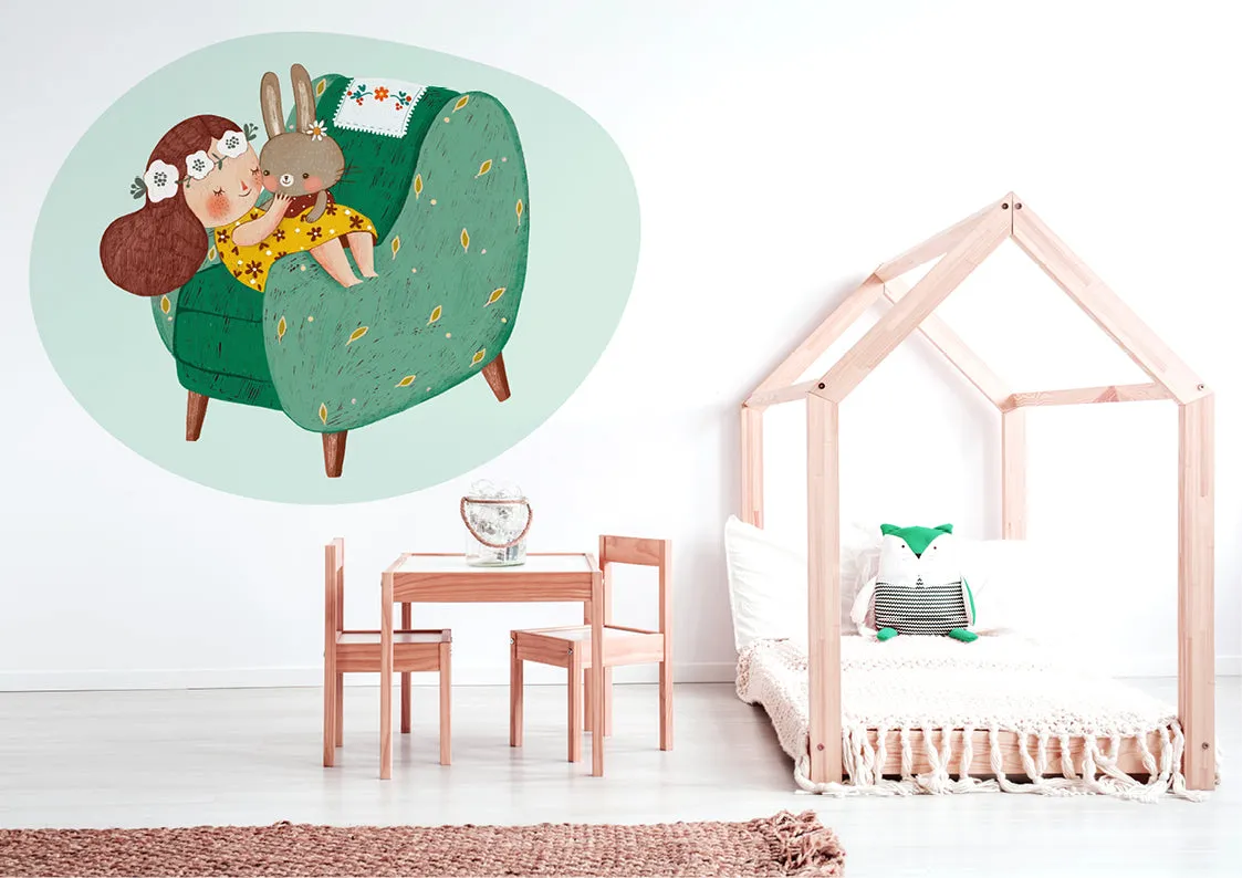 "Amelie and her bunny friend" wall sticker