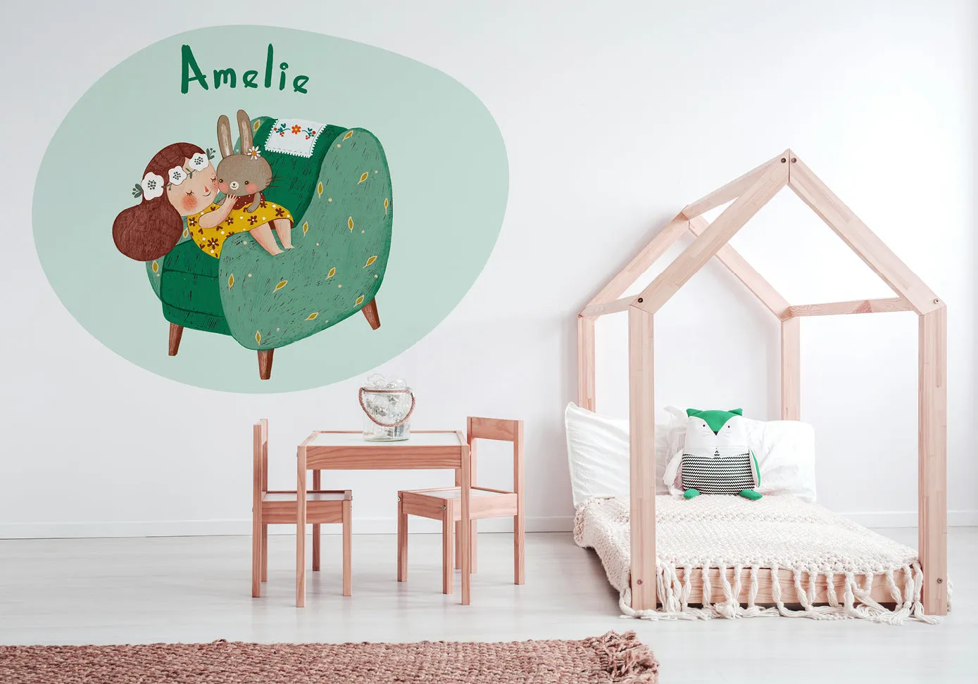 "Amelie and her bunny friend" wall sticker