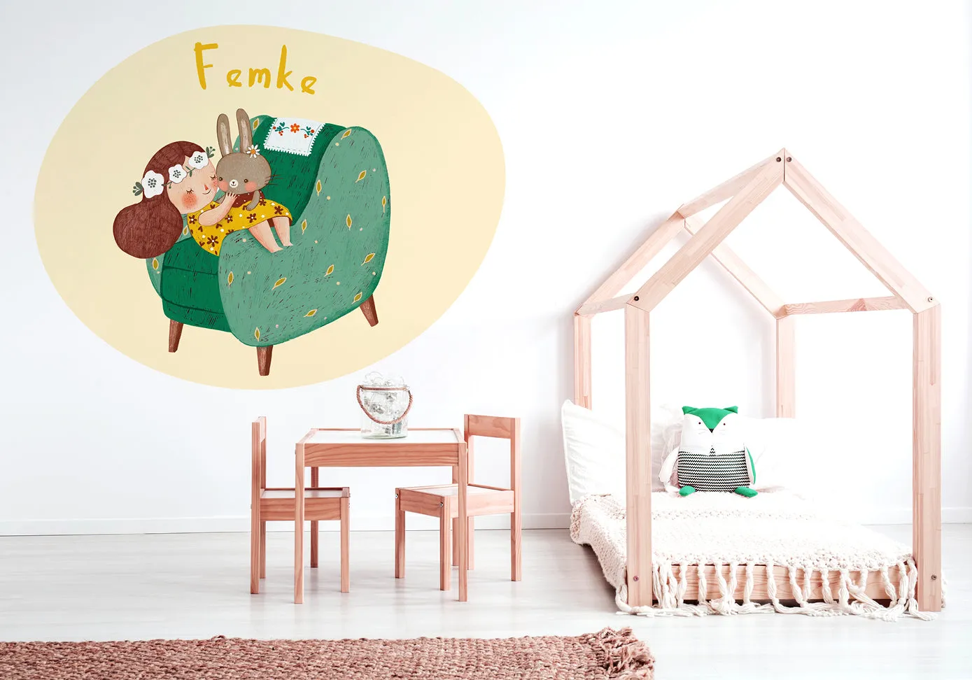 "Amelie and her bunny friend" wall sticker