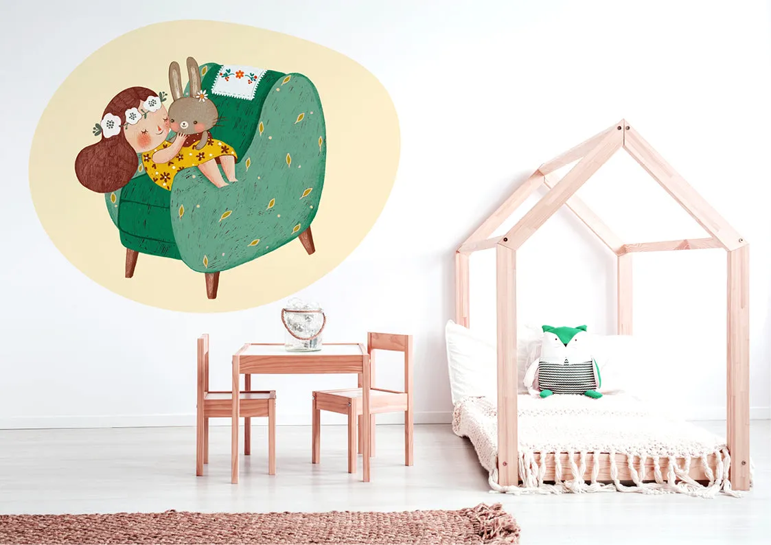 "Amelie and her bunny friend" wall sticker