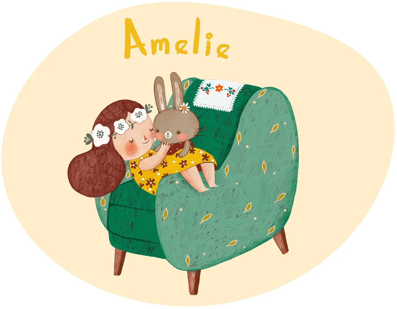 "Amelie and her bunny friend" wall sticker