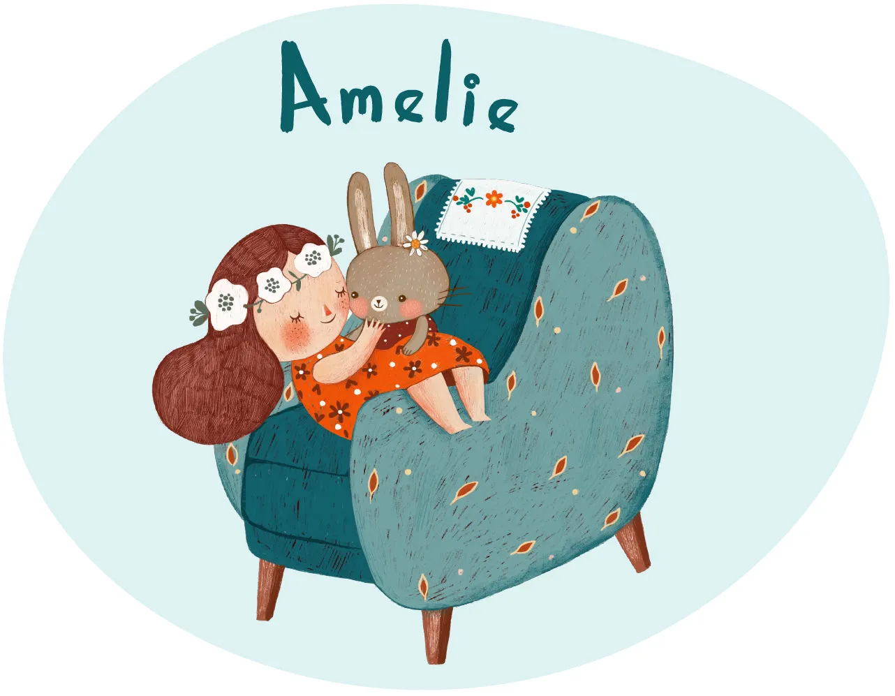 "Amelie and her bunny friend" wall sticker