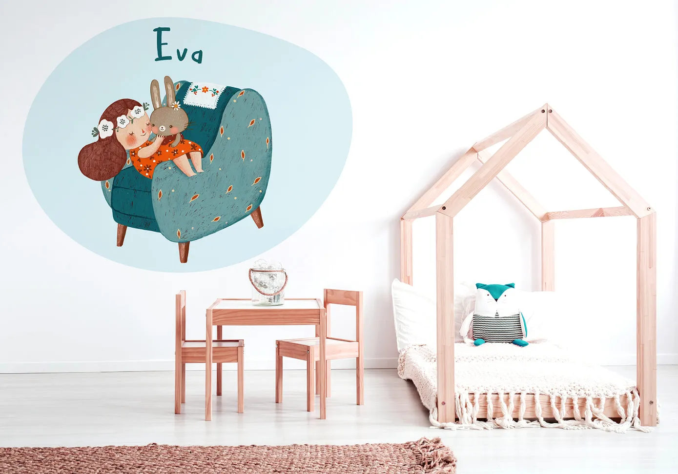 "Amelie and her bunny friend" wall sticker