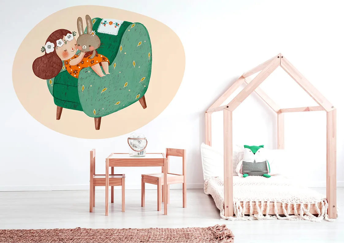 "Amelie and her bunny friend" wall sticker