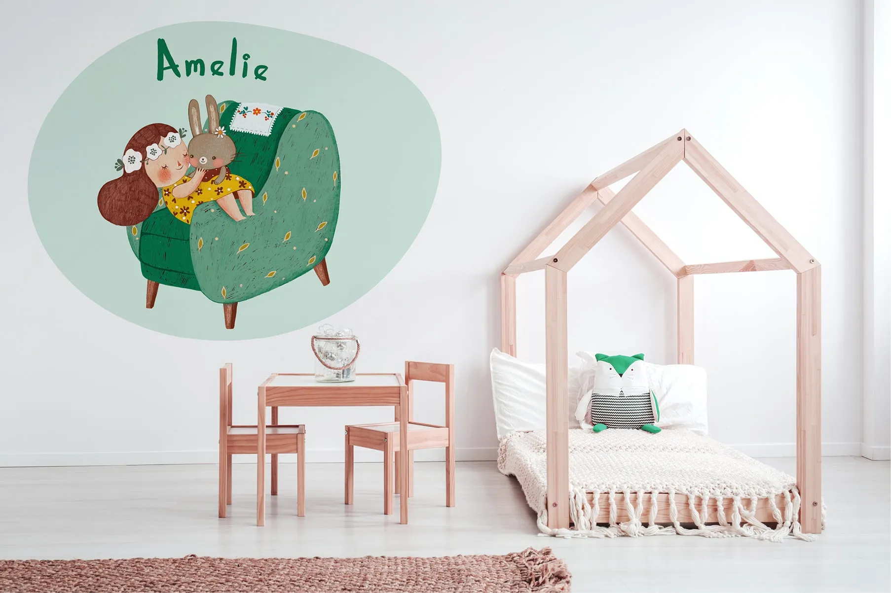 "Amelie and her bunny friend" wall sticker