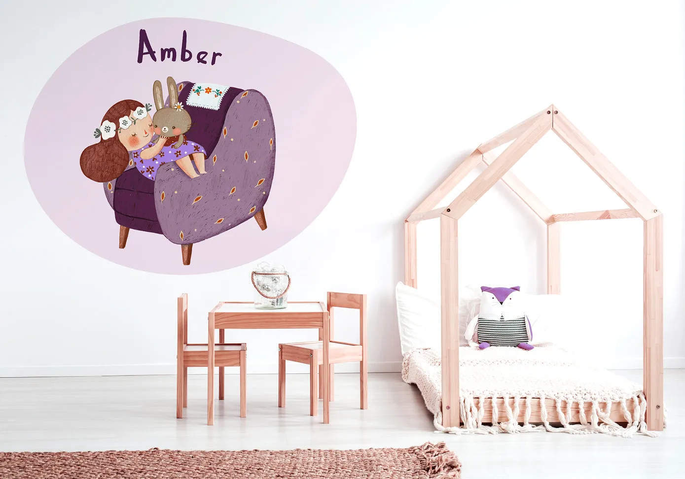 "Amelie and her bunny friend" wall sticker