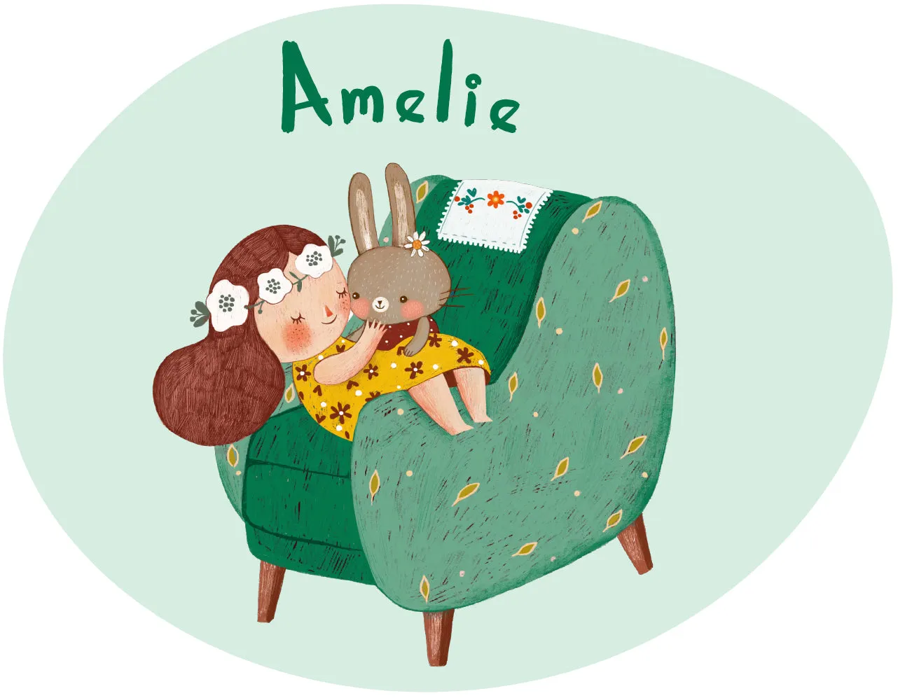 "Amelie and her bunny friend" wall sticker