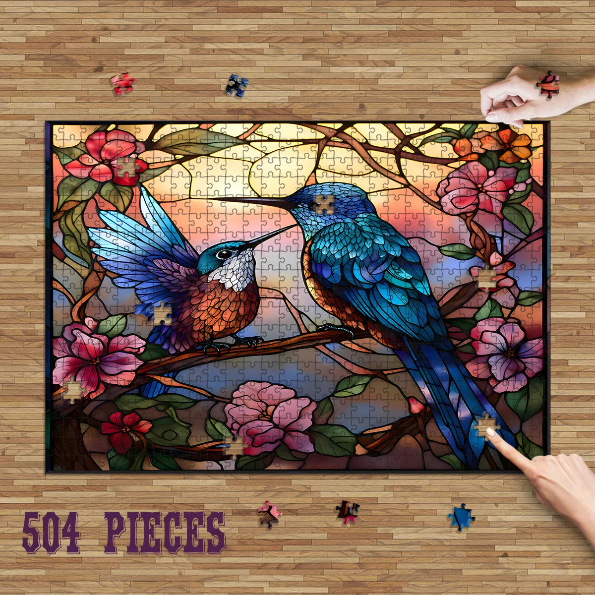 Rectangle Puzzles for All Ages – High-Quality, Durable, and Fun Jigsaw with Precision Laser-Cut Pieces | Stained Glass Art -Birds