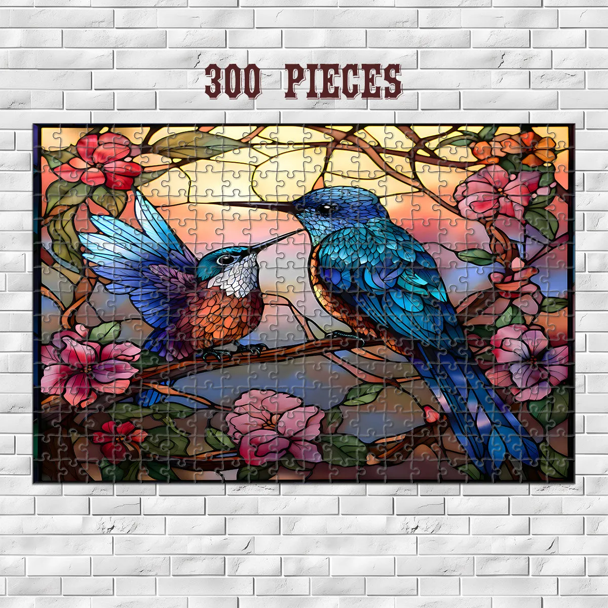 Rectangle Puzzles for All Ages – High-Quality, Durable, and Fun Jigsaw with Precision Laser-Cut Pieces | Stained Glass Art -Birds