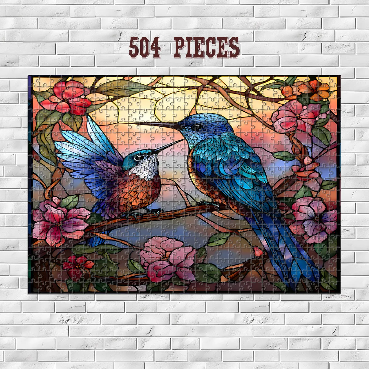 Rectangle Puzzles for All Ages – High-Quality, Durable, and Fun Jigsaw with Precision Laser-Cut Pieces | Stained Glass Art -Birds