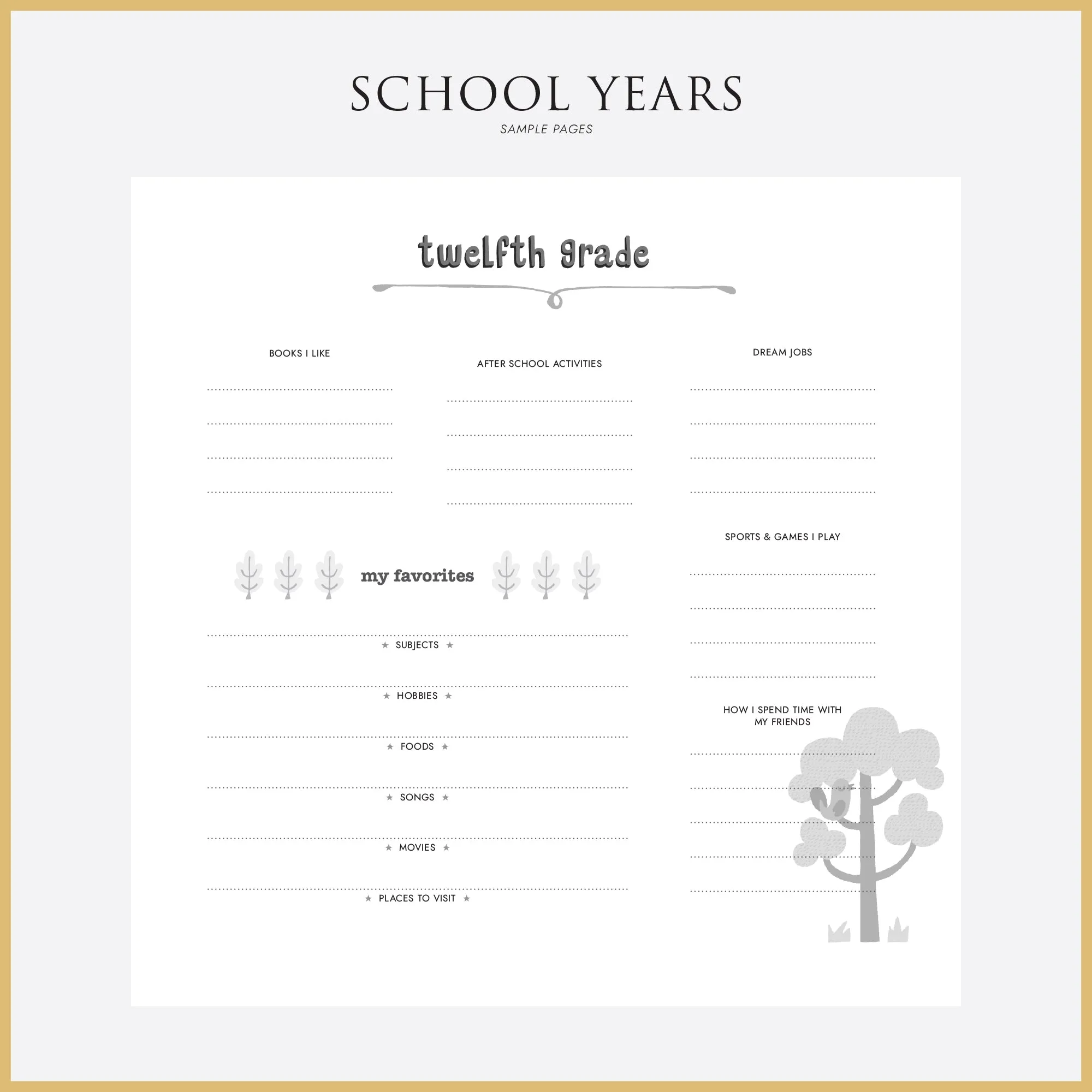 School Years Memory Album with Lavender Cotton Cover